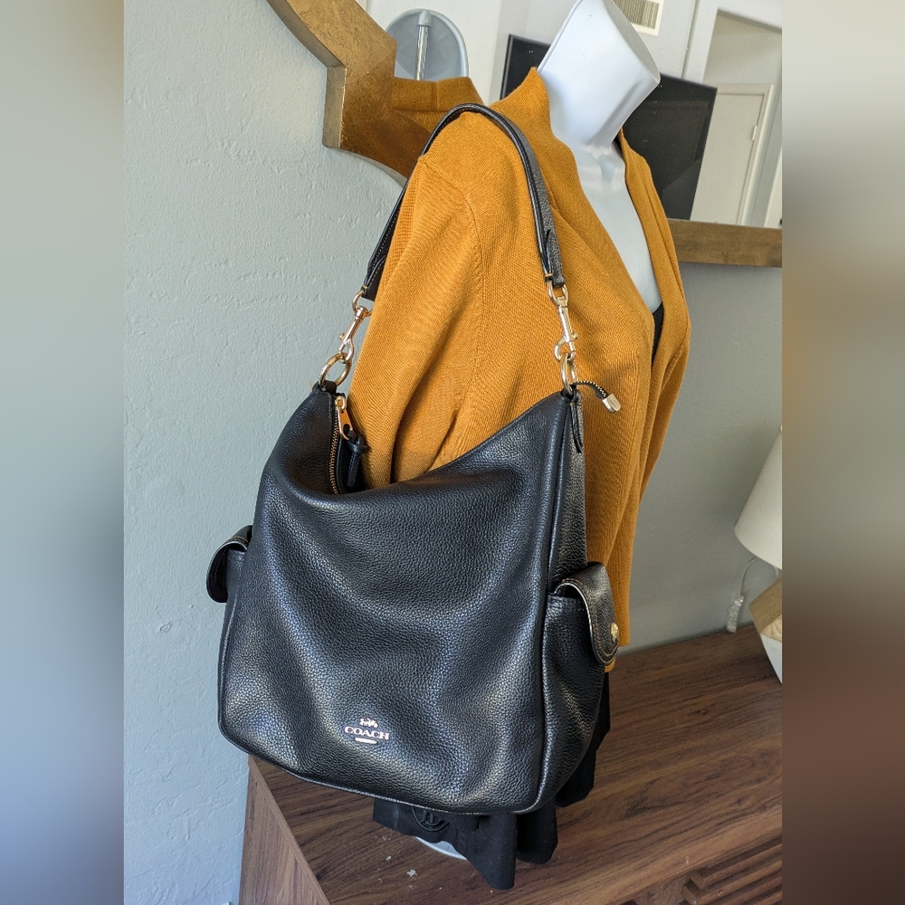 Coach Black Leather Hobo Bag